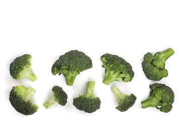 fresh broccoli isolated on white backgroundwith copy space for your text. Top view. Flat lay pattern