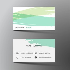 Modern business card template design. With inspiration from the brush. Contact card for company. Two sided. Vector illustration. 