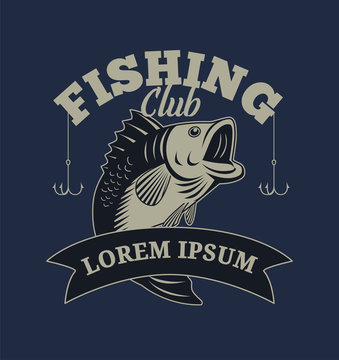 Fishing club with bass fish illustration for graphic t shirt and other uses