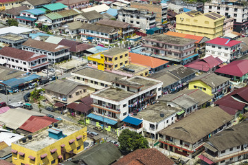 Fototapeta premium Aerial shot of a normal day in the Malaysian suburb (Petaling Jaya) of Kuala Lumpur