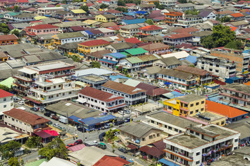 Obraz premium Aerial shot of a normal day in the Malaysian suburb (Petaling Jaya) of Kuala Lumpur