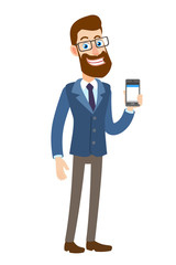 Hipster Businessman holding mobile phone