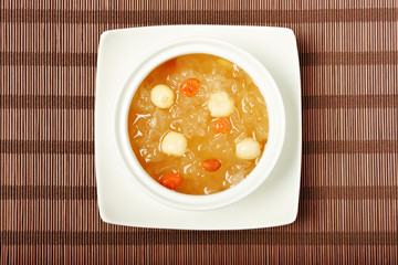 Chinese traditional dessert - Sweet white fungus and lotus seeds soup