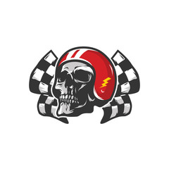 Skull ghost rider head road vector workshop tool logo illustration