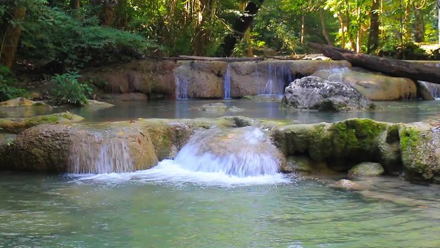 Erawan Waterfall, an outdoor waterfall in the evergreen forest.