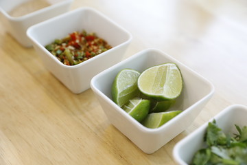 close up sauce and condiments set 