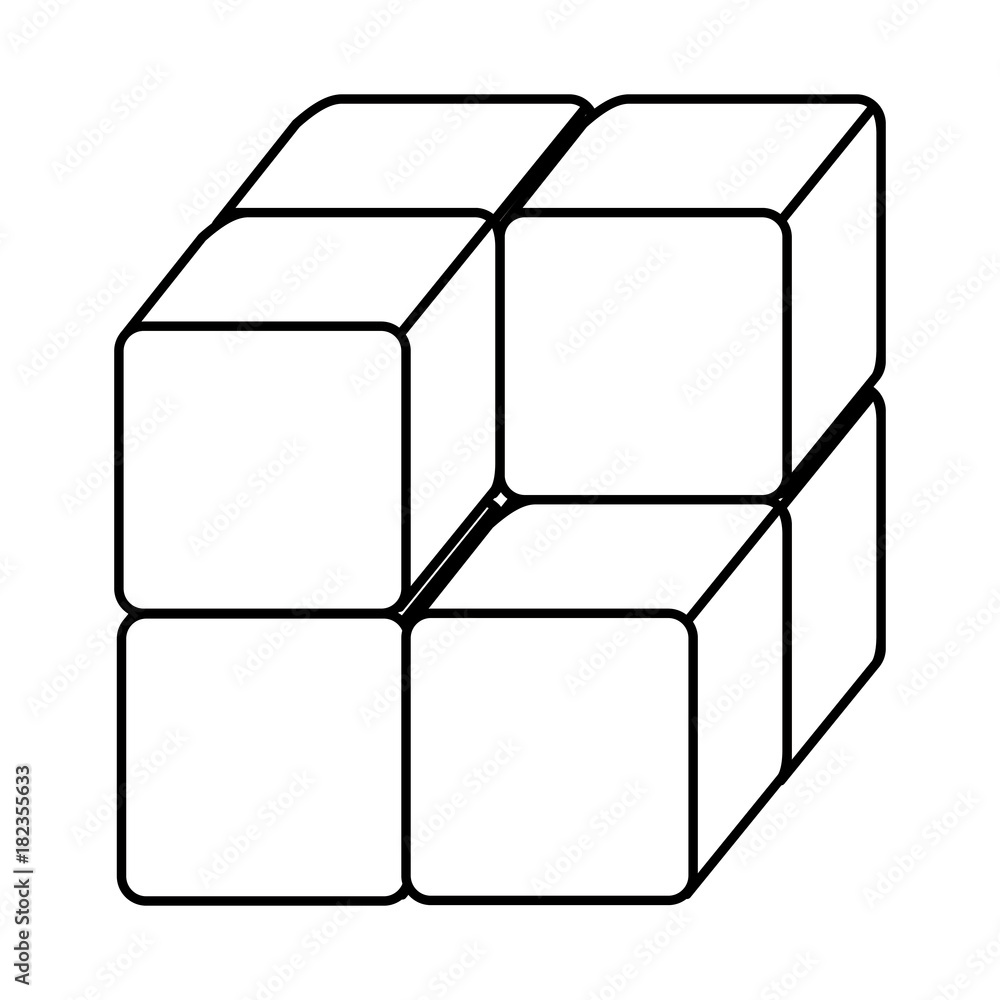 Poster cube with blocks icon vector illustration design