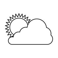 cloud silhouette with sun vector illustration design