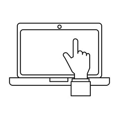 laptop computer with hand user vector illustration design