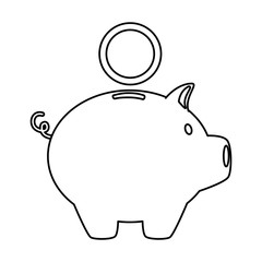 piggy savings with coins vector illustration design