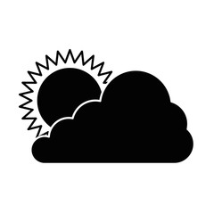 cloud silhouette with sun vector illustration design