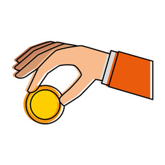 hand with coin money isolated icon vector illustration design