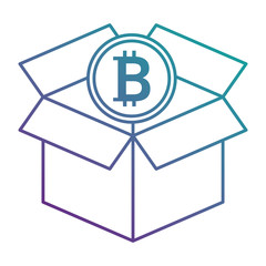 box carton with bitcoin isolated icon vector illustration design