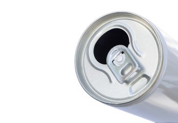 open a Canned beverage isolated on white background.