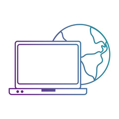world planet earth with laptop vector illustration design