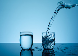 Creative splashing water in the glass