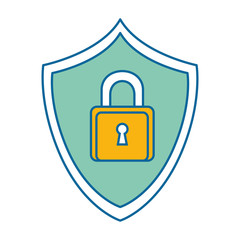 shield with padlock security vector illustration design