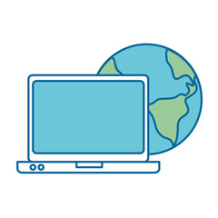 world planet earth with laptop vector illustration design