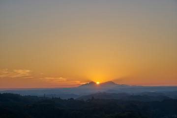岡城跡から望む夕日