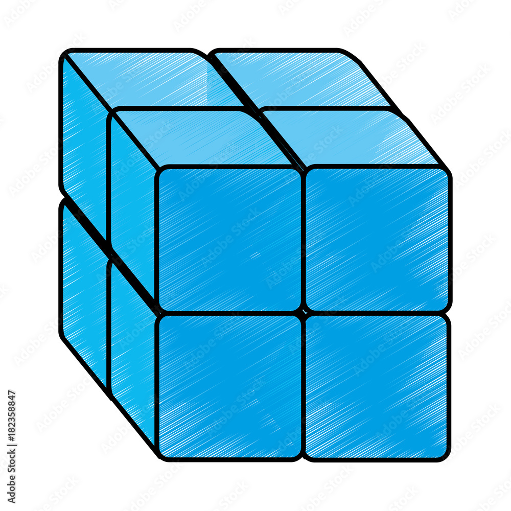 Poster cube with blocks icon vector illustration design