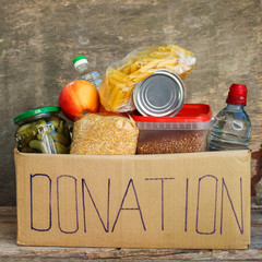     Donation box with food. 