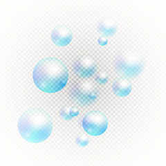 Set of multicolored transparent soap bubbles. Graphic concept for your design