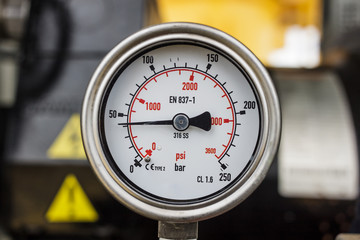 Pressure gauge in offshore oil and gas operation.