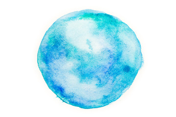 Blue round abstract background in watercolor style