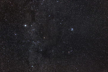 Zodiacal Constellation of Taurus with its star clusters, Pleiades and Hyades.