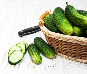 Basket with cucumbers