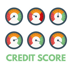 Credit score gauges. Minimum and maximum concept. Vector illustration.