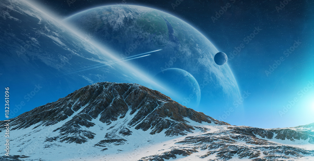 Poster Exoplanets in space 3D rendering elements of this image furnished by NASA
