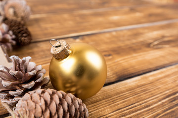 christmas ball with pinecones
