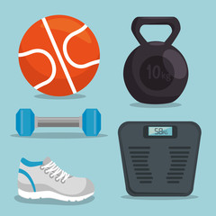 set of healthy lifestyle elements vector illustration graphic design 