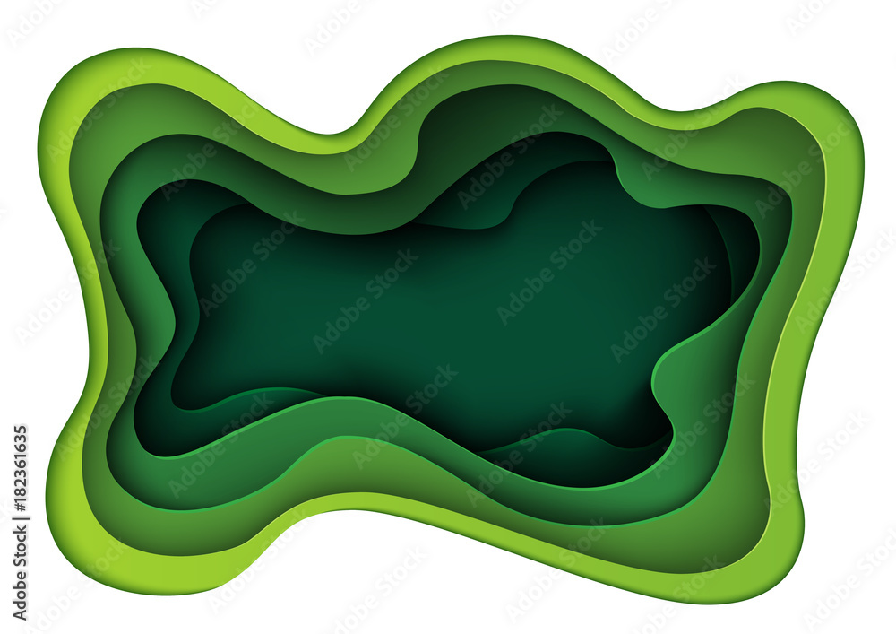 Poster green abstract paper carve background.paper art style of nature concept design.vector illustration.