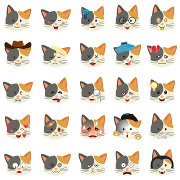 Different Cat Emoji Expression Illustration