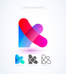 Vector abstract origami letter K or X logo design template. Material design, flat and line-art style. Application icon