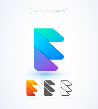 Vector abstract futuristic origami letter E logo design template. Material design, flat and line-art style. Application icon