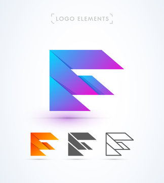 Vector abstract futuristic origami letter F logo design template. Material design, flat and line-art style. Application icon