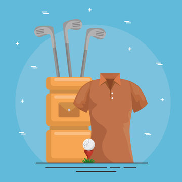 golf bag and clubs equipment vector illustration graphic design
