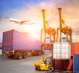 Industrial Container Cargo freight ship for Logistic Import Export concept