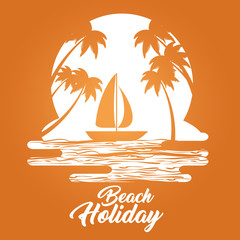 summer holidays on beach poster vector illustration graphic design