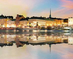 Fototapeta na wymiar Stockholm, Sweden - panorama of the Old Town, Gamla Stan