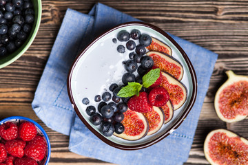 Delicious blueberry and fig yoghurt