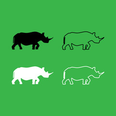 Rhinoceros icon  Black and white color set