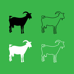 Goat icon  Black and white color set
