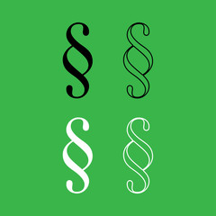 Paragraph symbol icon  Black and white color set