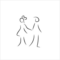 children boy girl holding hands icon vector