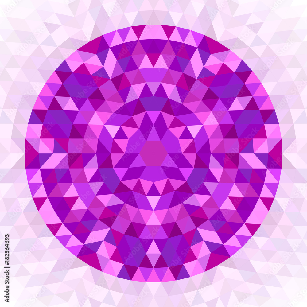 Poster round abstract geometrical triangle kaleidoscopic mandala design symbol - symmetric vector pattern a