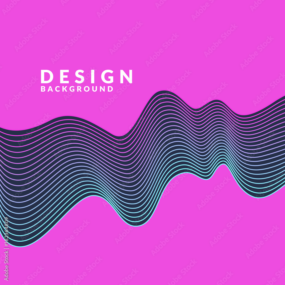 Poster abstract geometric background with dynamic waves. vector illustration